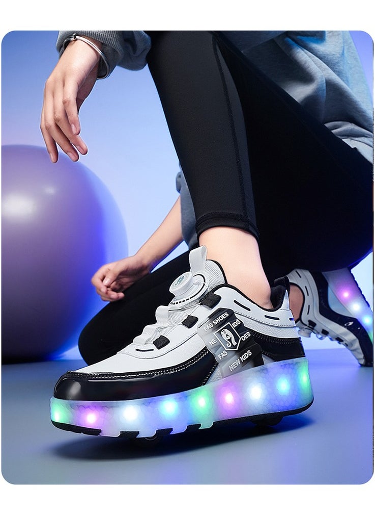 Generic Kid Roller Skates Shoes,Kid Skateboarding Shoes,LED Light Up Shoes,USB Rechargealbe Shoes,Outdoor Slip Skates Shoes,Sneakers for Beginners Gift  - Image 2
