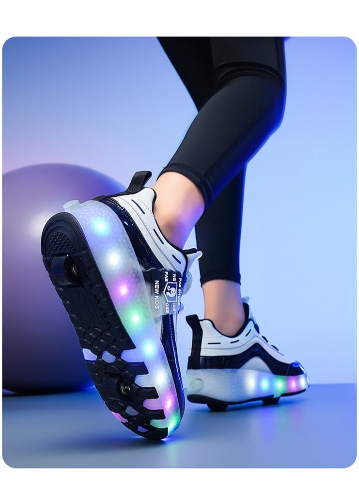 Generic Kid Roller Skates Shoes,Kid Skateboarding Shoes,LED Light Up Shoes,USB Rechargealbe Shoes,Outdoor Slip Skates Shoes,Sneakers for Beginners Gift  - Image 3