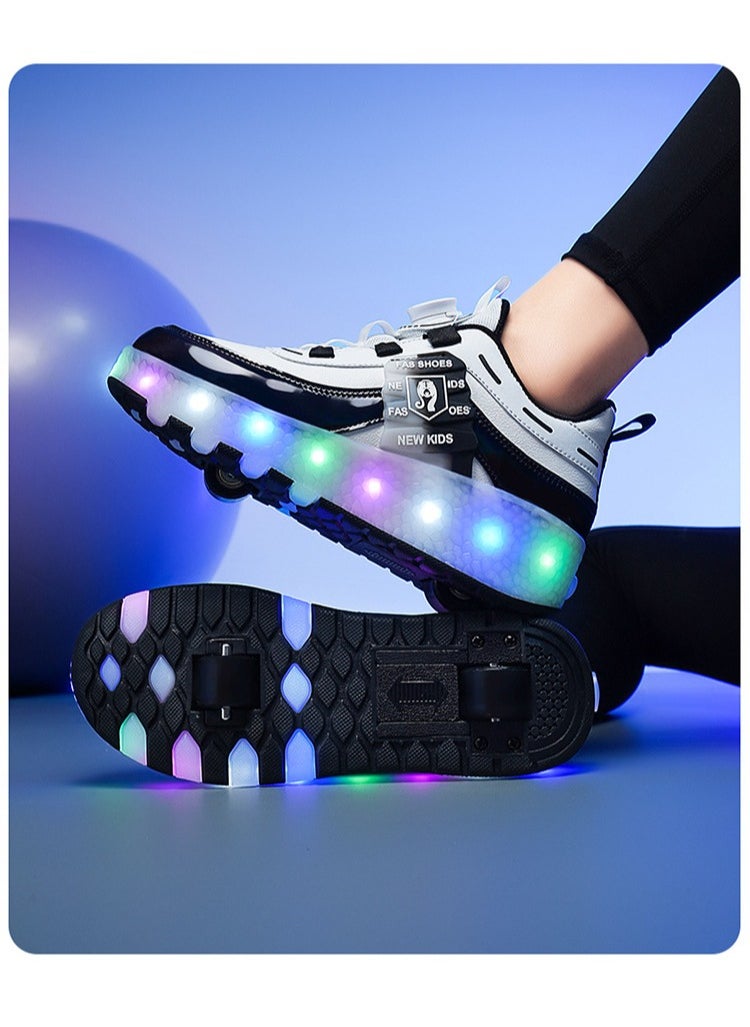 Generic Kid Roller Skates Shoes,Kid Skateboarding Shoes,LED Light Up Shoes,USB Rechargealbe Shoes,Outdoor Slip Skates Shoes,Sneakers for Beginners Gift  - Image 4