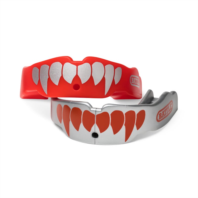 Battle Fangs Football Mouthguard Sports Mouth Guard with Removable Strap Protector Mouthpiece Fits with or Without Braces on Teeth Adult Youth Mouth Guard Sizes 2 Pack - Image 2