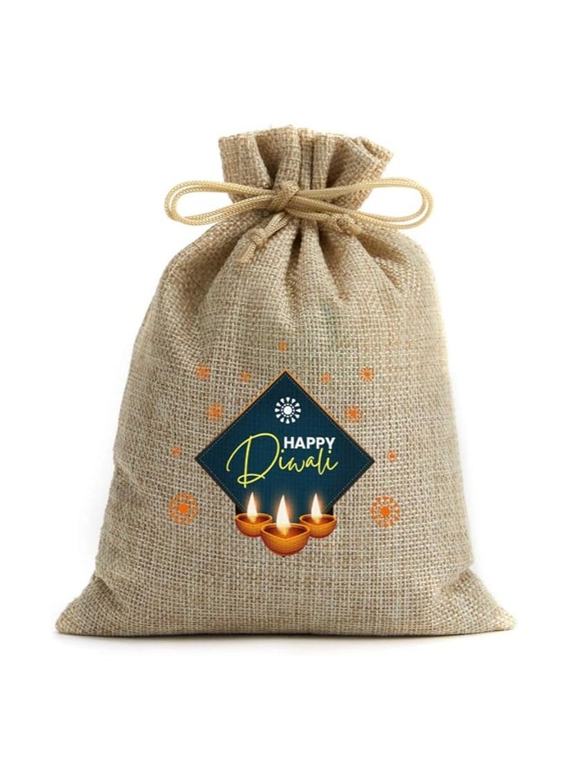 أكياس هدايا ديوالي - مجموعة مكونة من 12 كيس من الجوت - احتفل بعيد الأضواء مع هدايا صديقة للبيئة - Image 1