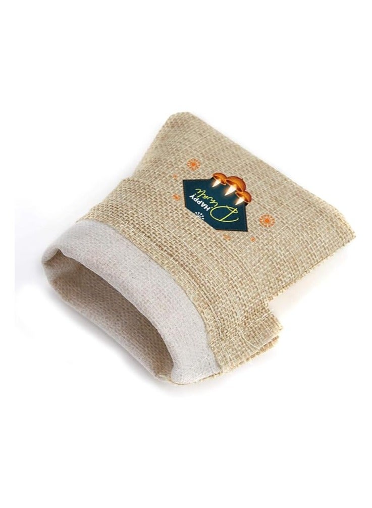 أكياس هدايا ديوالي - مجموعة مكونة من 12 كيس من الجوت - احتفل بعيد الأضواء مع هدايا صديقة للبيئة - Image 4