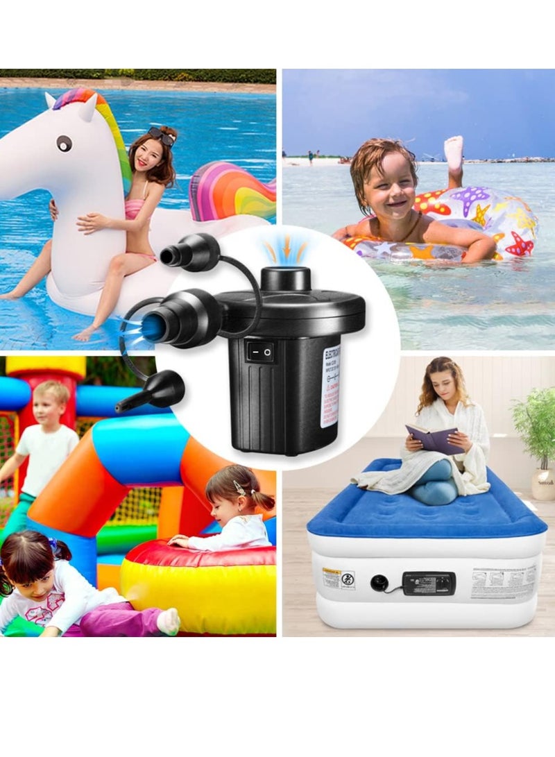 Sweet Alice Electric Air Pump, 110V AC/12V DC Portable Air Mattress Two-Way Universal Inflator Pump for Inflatables Pool, Airbeds, etc with 3 Nozzles and 1 Storage Bag  - Image 3