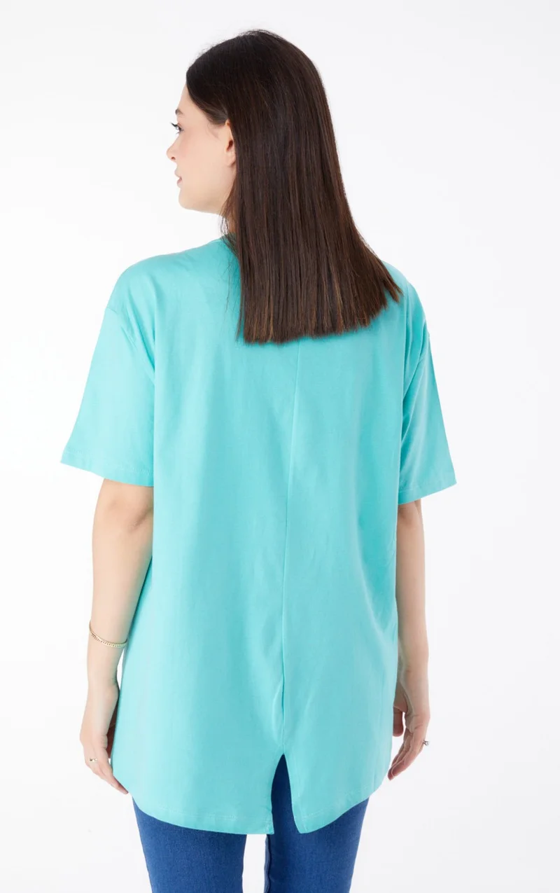 Tofisa Plain Crew Neck Women's Green Short Sleeve T-Shirt - 25398