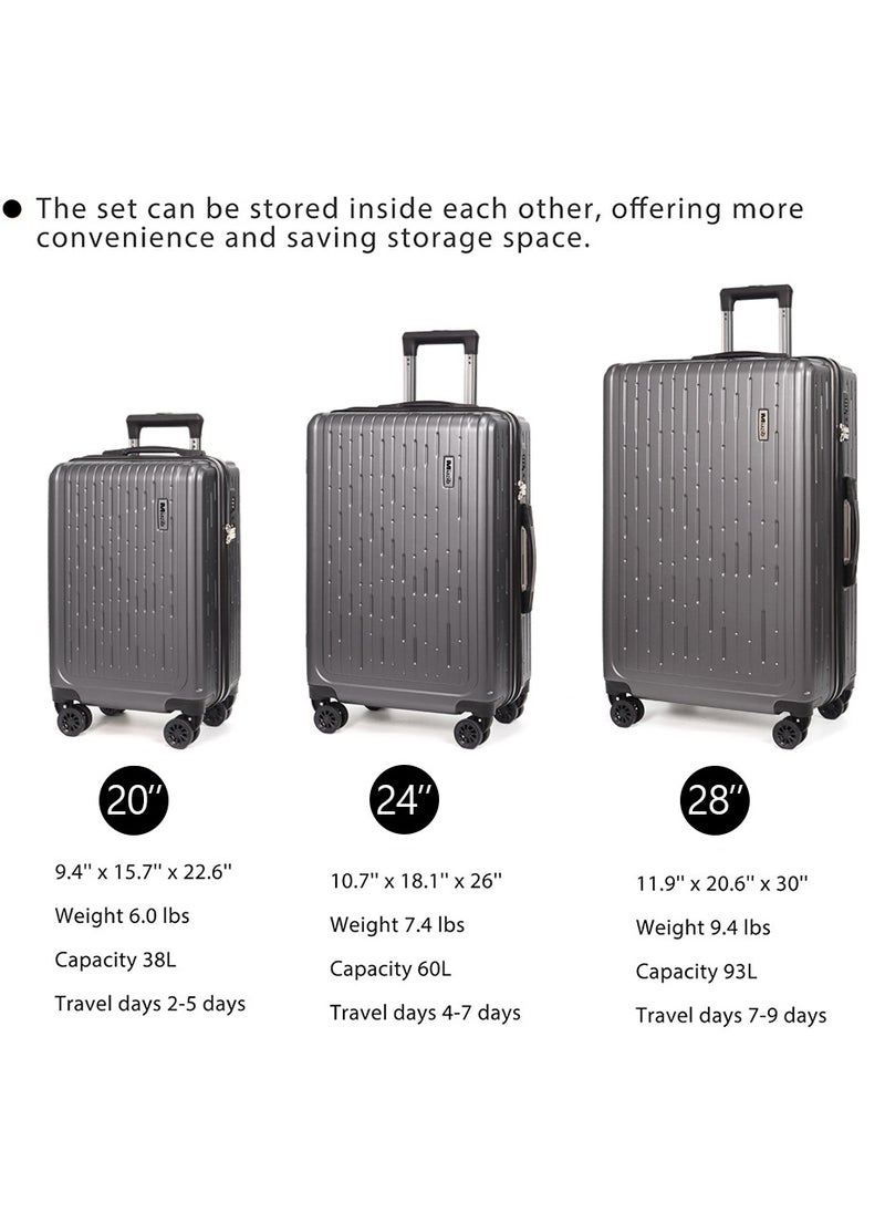 MIAZIB 3 Piece PC Spinner Luggage Trolley Bag Set 20/24/28 Inch Travel Trolley Suitcase Set of 3 Pcs Hard Side Luggage Bag Travel Bag Black  - Image 2