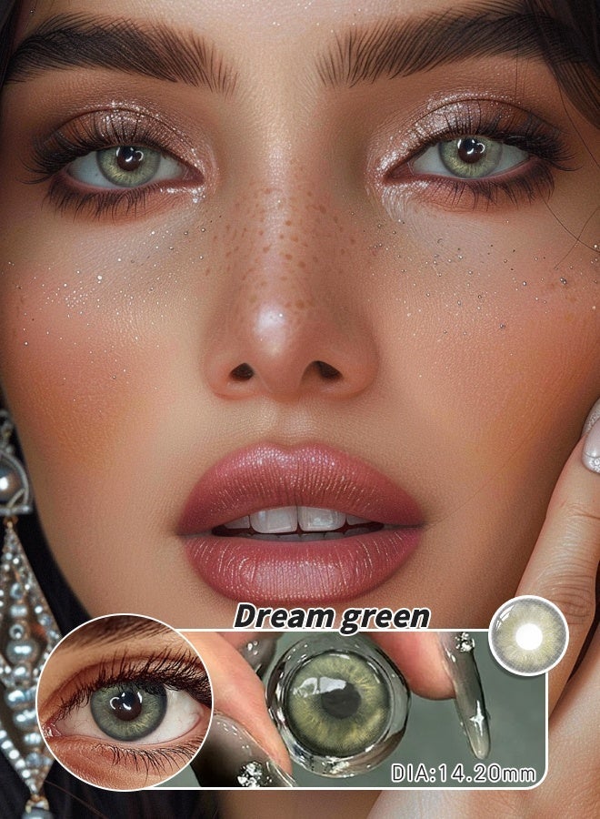 Freshlady Dream Green Colored Contact Lenses 14.20mm Yearly – Natural Green Eye Look, Soft Comfortable Contacts for Daily Wear, Makeup & Party - Image 2