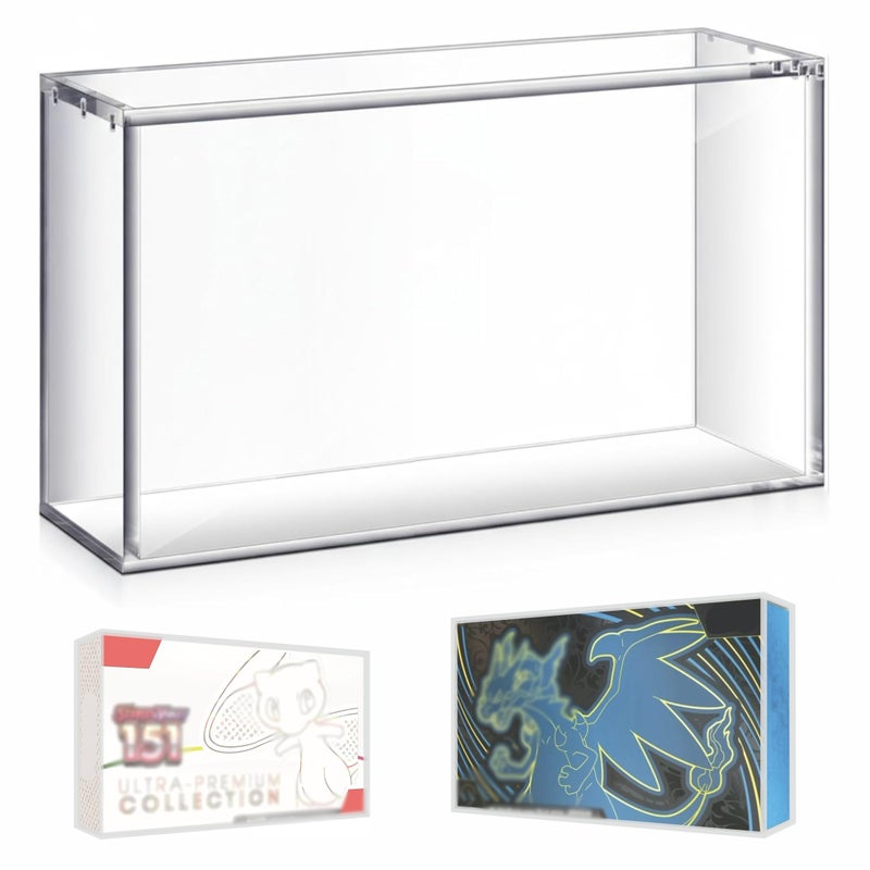 ZZHOB 1 PC Acrylic Display Case with Magnetic Lid for Mega Charizard EX UPC Box / Scarlet & Violet 151 UPC Pack of 1 Acrylic Storage Box 5MM Thick Protective Dustproof Display Case - Image 1