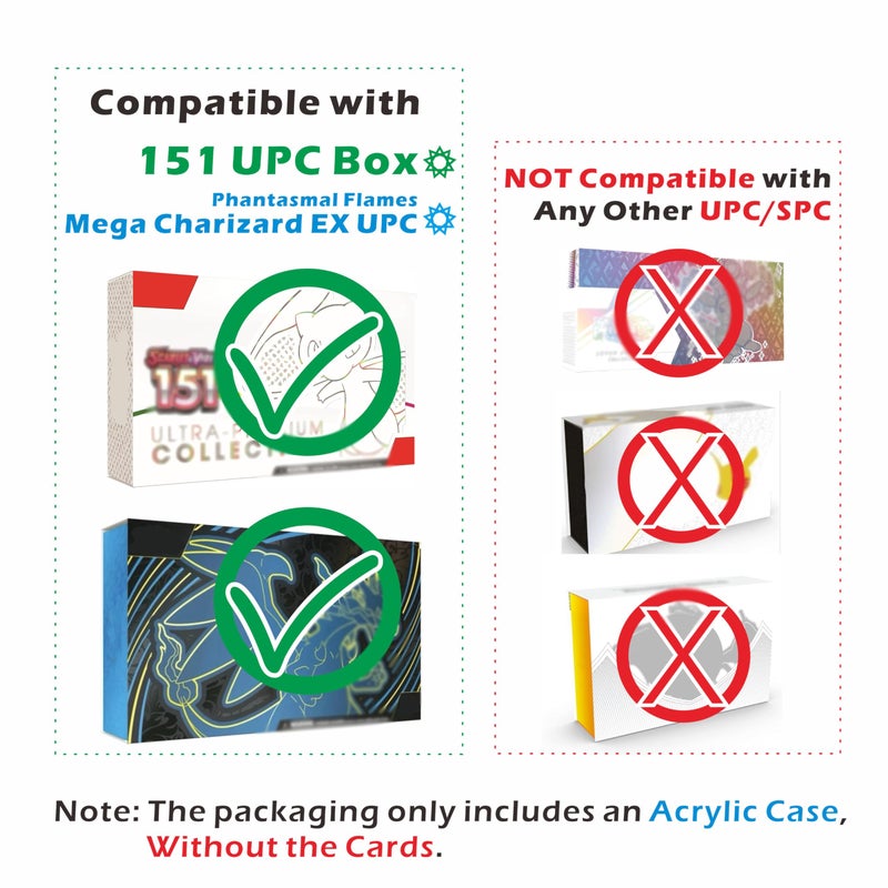 ZZHOB 1 PC Acrylic Display Case with Magnetic Lid for Mega Charizard EX UPC Box / Scarlet & Violet 151 UPC Pack of 1 Acrylic Storage Box 5MM Thick Protective Dustproof Display Case - Image 5