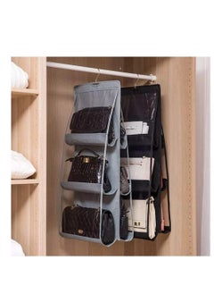 Excefore Hanging Handbag Organizer, 2 Pcs * 6 Pockets, Washable Clear Purse Storage Organizer, Dust Proof Purse Organizer Closet, Hanging Handbag Organizer, for Women Handbags Purse (Black&Gray)  - Image 2