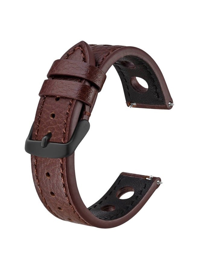 BISONSTRAP Rally Watch Bands, Shrunken Leather Watch Straps for Men, 20mm, Brown with Black Buckle  - Image 1