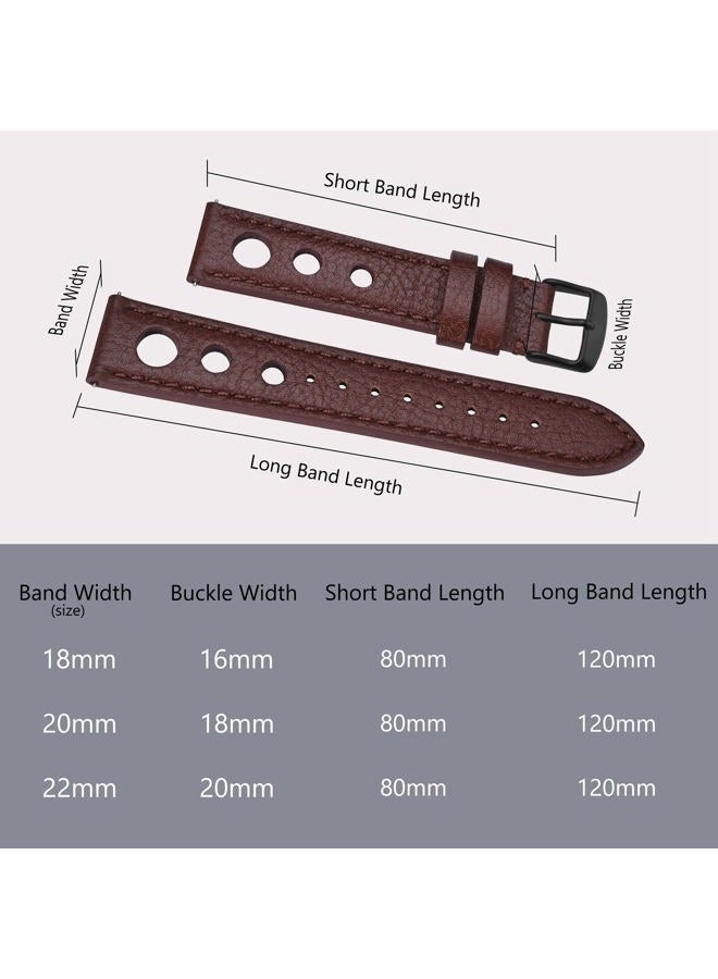 BISONSTRAP Rally Watch Bands, Shrunken Leather Watch Straps for Men, 20mm, Brown with Black Buckle  - Image 5