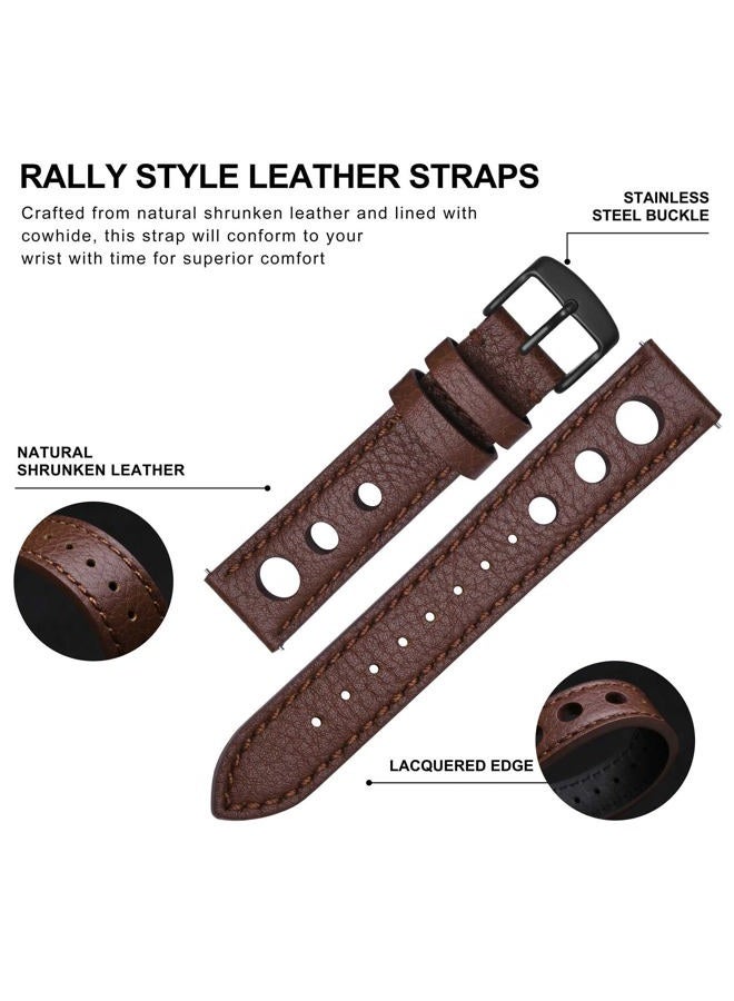 BISONSTRAP Rally Watch Bands, Shrunken Leather Watch Straps for Men, 20mm, Brown with Black Buckle  - Image 4