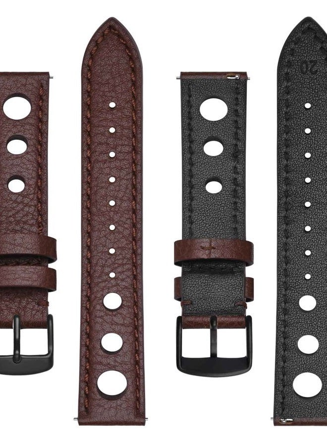 BISONSTRAP Rally Watch Bands, Shrunken Leather Watch Straps for Men, 20mm, Brown with Black Buckle  - Image 3