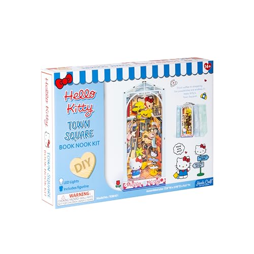 Hands Craft DIY Miniature Kit Book Nook - Hello Kitty Town Square | Whimsical Miniature Scene | Intricate Design, Adorable Charm | LED Lights | Bookshelf Decor | Gift for Hello Kitty Fans - Image 3