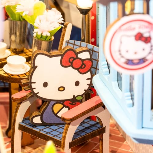 Hands Craft DIY Miniature Kit Book Nook - Hello Kitty Town Square | Whimsical Miniature Scene | Intricate Design, Adorable Charm | LED Lights | Bookshelf Decor | Gift for Hello Kitty Fans - Image 5
