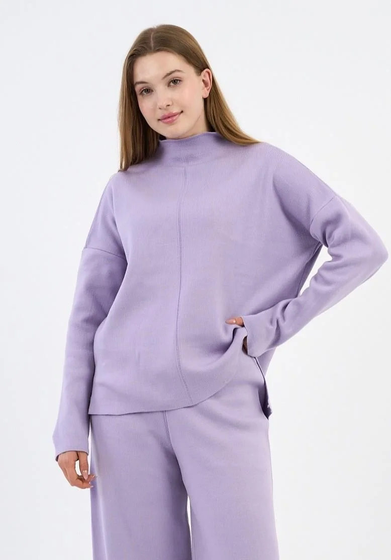 Alexander Gardi Half Turtleneck Side Slit Knit Sweater (A90944-S-UST)