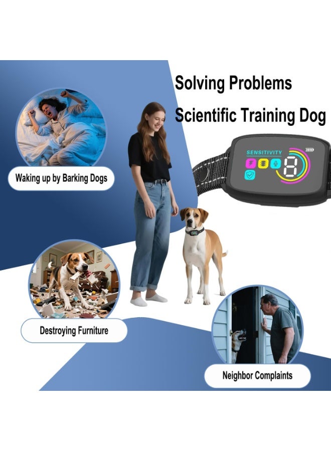Dog Bark Collar, Rechargeable Anti Bark Dog Collar with 8 Adjustable Sensitivity, Beep Vibration Training Collar for Large Medium Small Dogs, IP67 Waterproof Auto Protection Mode (Black) - Image 2