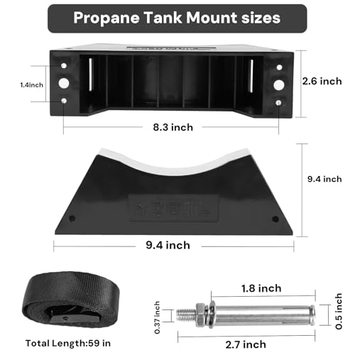 Zhichen star 2PCS Propane Tank Holder, Gas Cylinder Holder, Propane Tank Mount， ABS Gas Cylinder Holder with Screws and Safety Chain Supported 4"-12" , for mounting Various Gas cylinders 2(Black) - Image 2