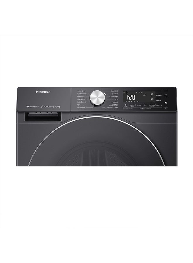 Hisense Full Automatic Washing Machine, Front Loading, 12 Kg, Dryer 8 Kg, Digital Display, Inverter, Black, WD5S1245BB WD5S1245BB Black - Image 4