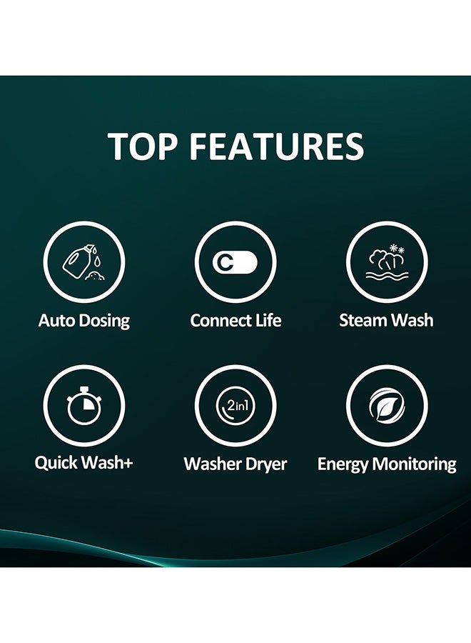 Hisense Full Automatic Washing Machine, Front Loading, 12 Kg, Dryer 8 Kg, Digital Display, Inverter, Black, WD5S1245BB WD5S1245BB Black - Image 3