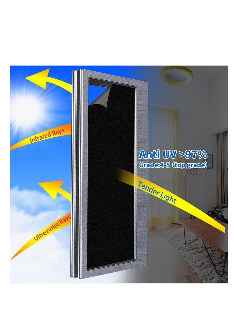 HOMESTAR Blackout Window Film Removable Privacy Dark Tint Decorative Films No Glue Self Static Cling Sticker Cover Light Blocking for Bathroom Living Bedroom Kitchen 45W 200L Centime - Image 2