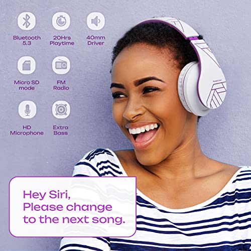 PowerLocus Bluetooth OverEar Headphones Wireless Stereo Foldable Headphones Wireless and Wired Headsets with Builtin Mic Micro SDTF FM for iPhoneSamsungiPadPC WhiteViolet - Image 3