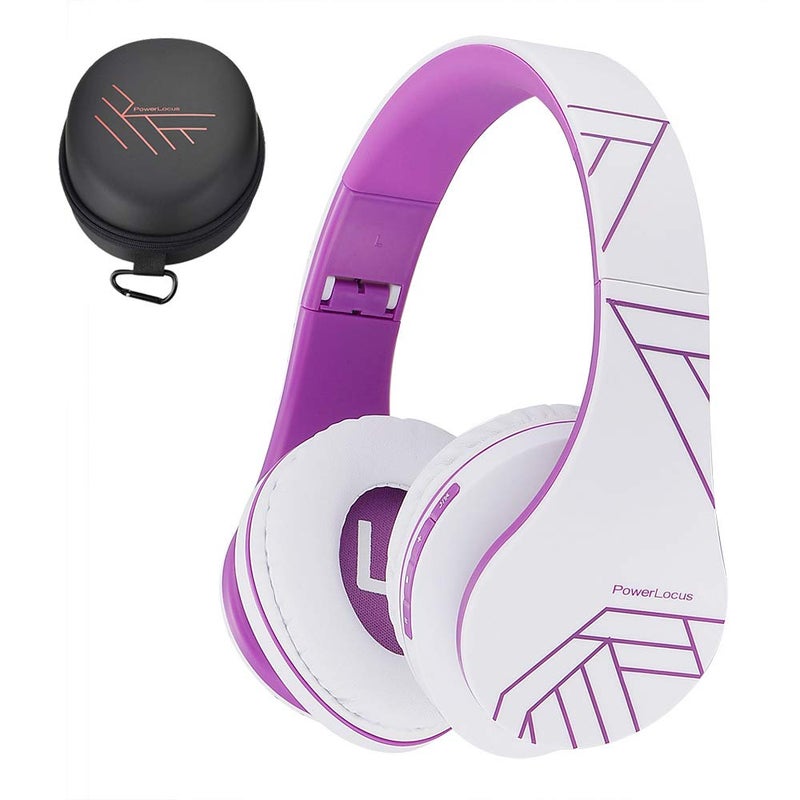 PowerLocus Bluetooth OverEar Headphones Wireless Stereo Foldable Headphones Wireless and Wired Headsets with Builtin Mic Micro SDTF FM for iPhoneSamsungiPadPC WhiteViolet - Image 2