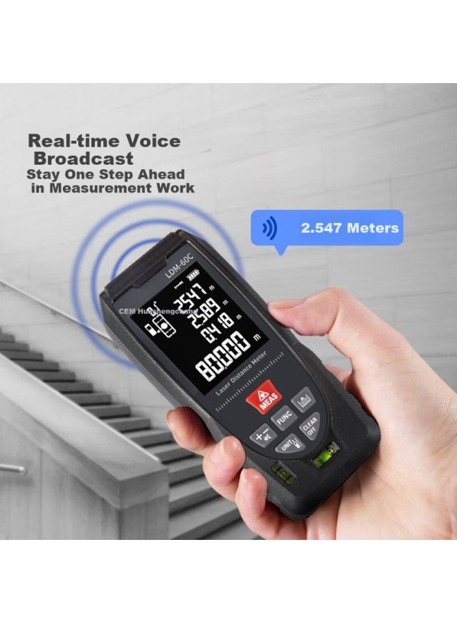 Cem Ldm-60c Laser Distance Meter, High-precision Laser Infrared Room Measuring Device, Electronic Ruler With Voice Playback, Usb Direct Charging, 60 Meters - Image 2