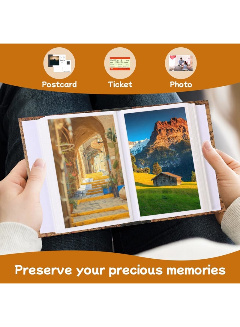 Barakah ألبوم صور 4x6 مع 50 جيب يحمل 100 صورة، غلاف صلب بتصميم خريطة عتيقة، دفتر قصاصات لذكريات العائلة، هدية زفاف ذكرى سفر للزوجين - Image 5