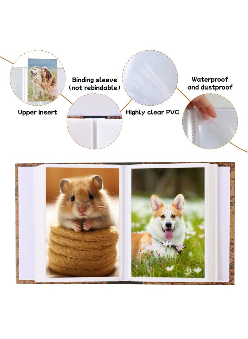 Barakah ألبوم صور 4x6 مع 50 جيب يحمل 100 صورة، غلاف صلب بتصميم خريطة عتيقة، دفتر قصاصات لذكريات العائلة، هدية زفاف ذكرى سفر للزوجين - Image 4