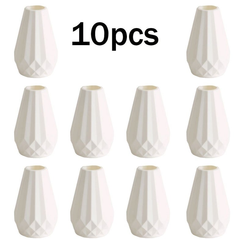 10pcs White Plastic Vases Farmhouse Wedding Home Office Decor - Image 1