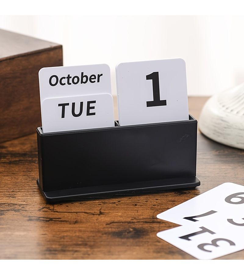 Black 2026 Card Inserting Calendar Nordic Desk Decor For Office - Image 1