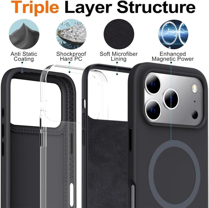 Silicone Iphone 17 Pro Pink Luxury Magnetic Compatible For Iphone Series – Shockproof, Slim Fit, Soft-touch Protective Cover With Magnetic Wireless Charging Support - Image 4