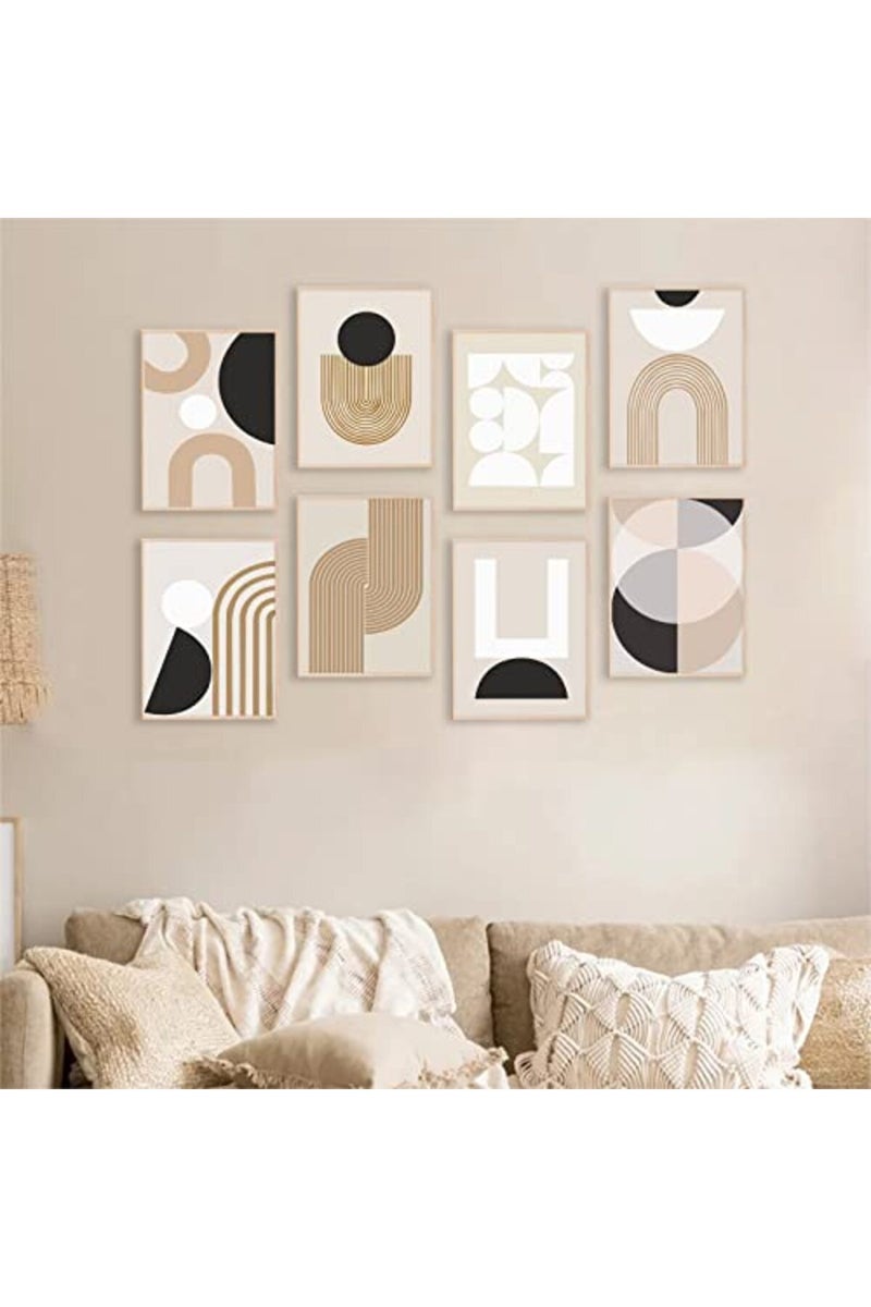 KBKBART Abstract Boho Wall Art Prints Set of 6, Minimalist Geometric Boho Wall Art Black Brown Line Art Canvas Painting Pictures, Mid-Century Modern Prints Gallery Wall Posters for Bedroom Living Room - Image 2