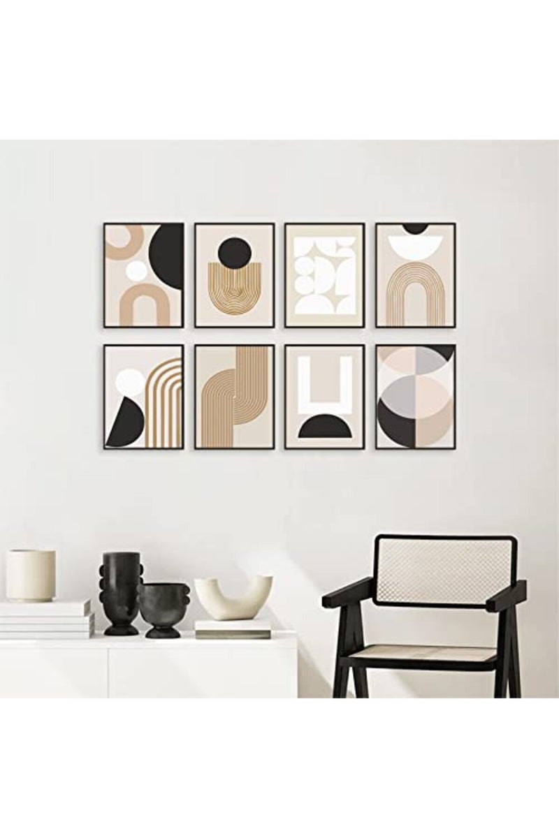 KBKBART Abstract Boho Wall Art Prints Set of 6, Minimalist Geometric Boho Wall Art Black Brown Line Art Canvas Painting Pictures, Mid-Century Modern Prints Gallery Wall Posters for Bedroom Living Room - Image 4