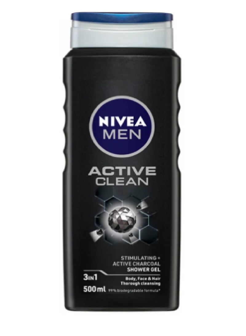 نيفيا جل استحمام اكتيف كلين للرجال بالفحم 500 مل