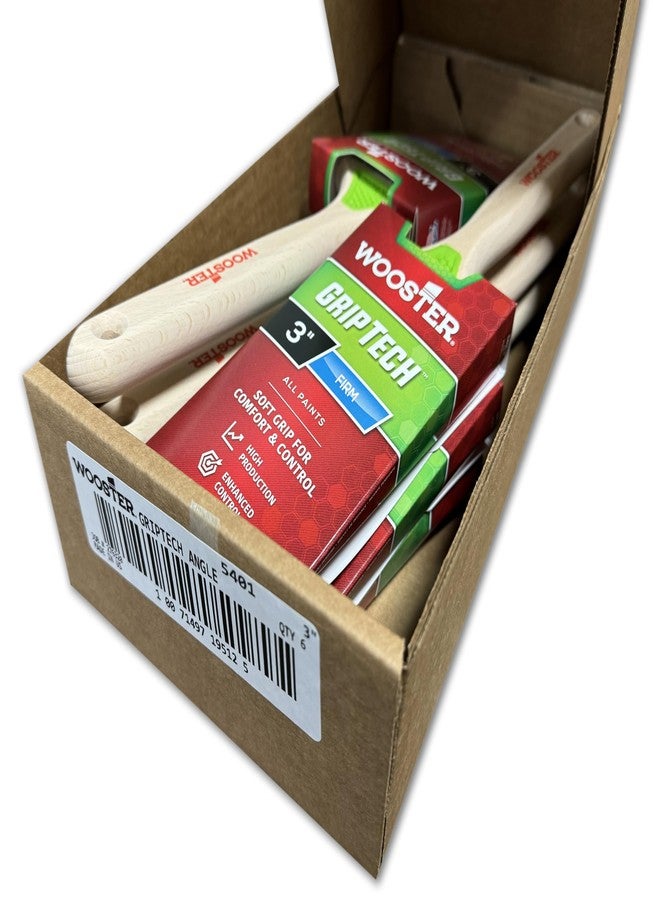 ووستر مجموعة من 6 قطع من فرشاة طلاء زاوية Wooster 5401 GripTech مقاس 3 بوصات، بمقبض دائري - Image 2