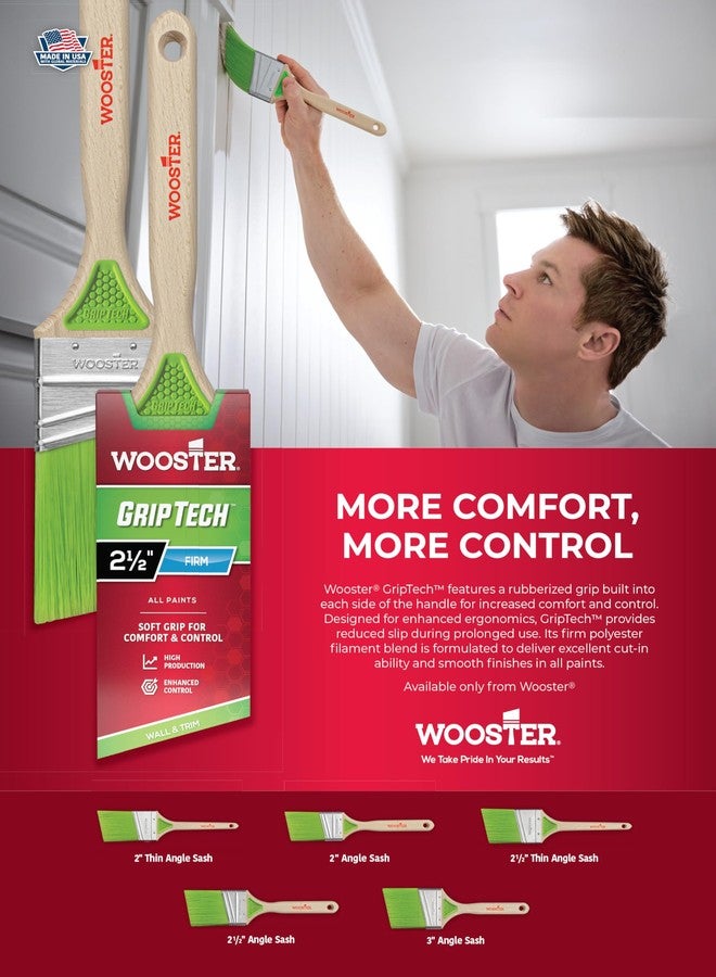 ووستر مجموعة من 6 قطع من فرشاة طلاء زاوية Wooster 5401 GripTech مقاس 3 بوصات، بمقبض دائري - Image 4