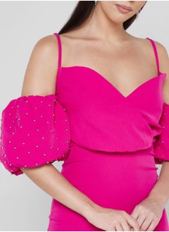 Ella Limited Edition Puff Sleeve Surplice Dress  - Image 3