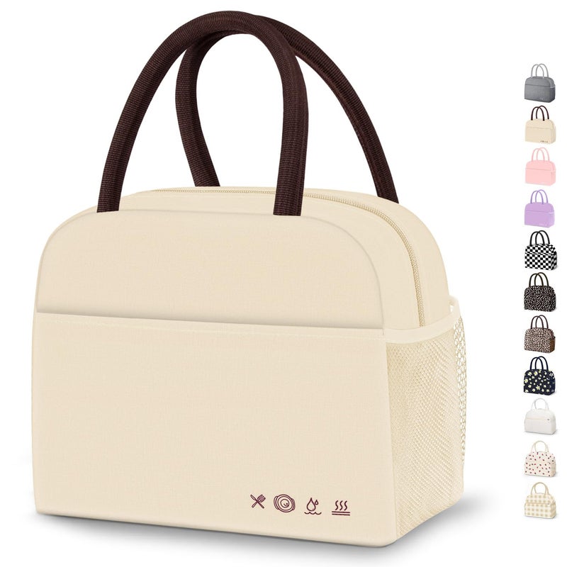 DALINDA Lunch Bag Lunch Box for Women Men Reusable Insulated Lunch Bags for AdultsWaterResistant Cute Cooler Lunch Tote Bag Large Capacity for Work Travel PicnicBeige