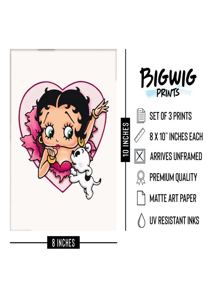 BigWig Prints ملصقات بيتي بوب من BigWig Prints - ديكور غرفة بيتي بوب، زينة أعياد الميلاد، زينة الحفلات، فن جداري لطيف لغرفة الفتيات، هدايا، ملصقات ديكور غرفة نوم Y2k - مجموعة من 3 ملصقات بدون إطار (8x10) - Image 2