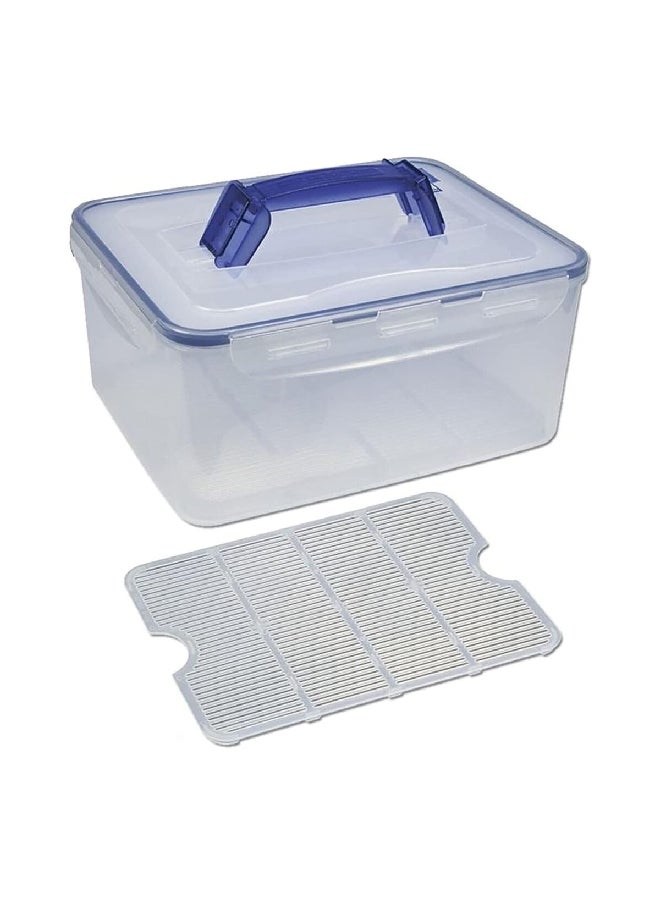 LOCK & LOCK BPA-Free Rectangular Food Container with Handle Clear and Blue 6.5 L HPL883  - Image 4