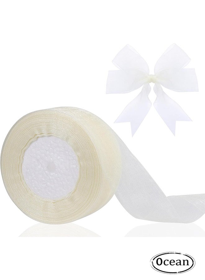 Ocean 2cm x 45 Meters Sheer Organza Ribbon Gold Chiffon Ribbon for Crafting, Gift Wrapping, Party Favors, Wedding Bouquet Crafts, Bow Making, Bouquets, Sewing Projects & Craft Supplies  - Image 1