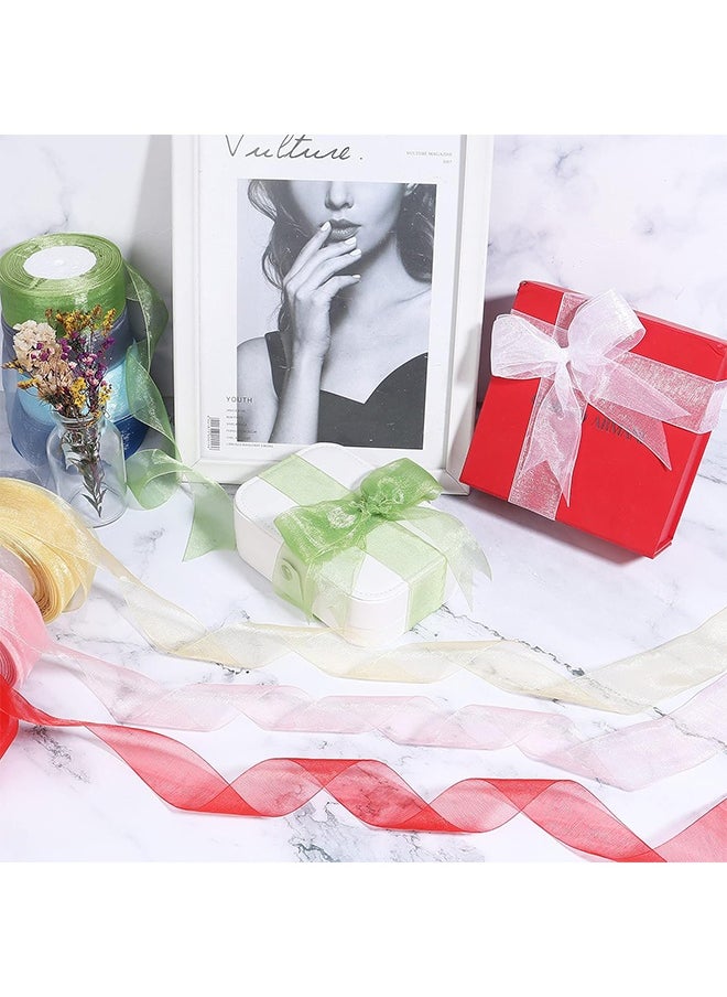 Ocean 2cm x 45 Meters Sheer Organza Ribbon Gold Chiffon Ribbon for Crafting, Gift Wrapping, Party Favors, Wedding Bouquet Crafts, Bow Making, Bouquets, Sewing Projects & Craft Supplies  - Image 4