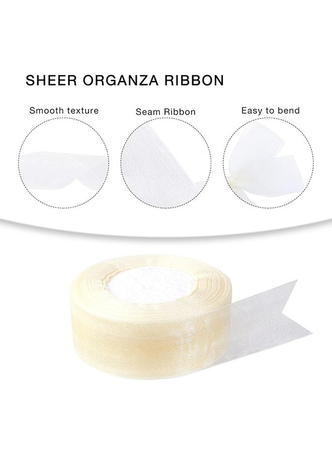 Ocean 2cm x 45 Meters Sheer Organza Ribbon Gold Chiffon Ribbon for Crafting, Gift Wrapping, Party Favors, Wedding Bouquet Crafts, Bow Making, Bouquets, Sewing Projects & Craft Supplies  - Image 5