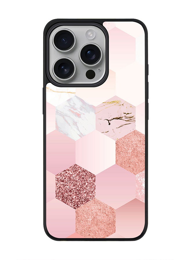Stylizedd For iPhone 16 Pro Case [Compatible with MagSafe] Slim Magnetic cover Phone Case iPhone 16 Pro -Marble Pink Honeycomb - Image 1