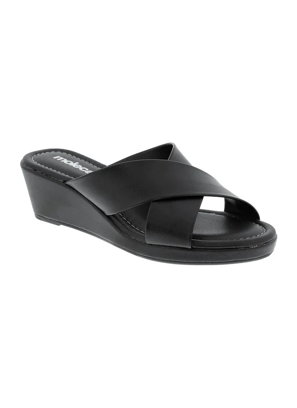 موليكا Moleca Ladies Wedge Sandals Black | Made In Brazil