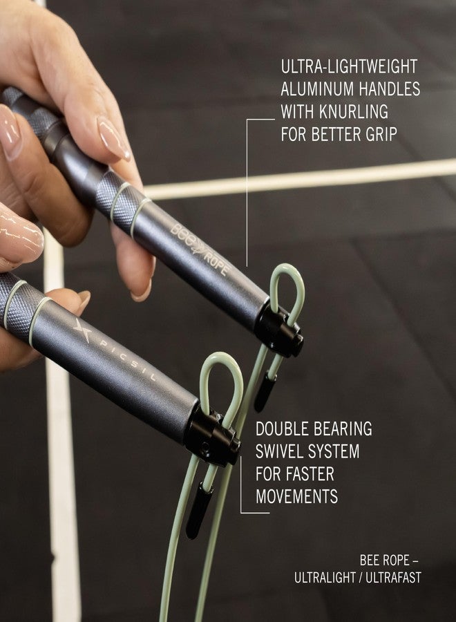 PICSIL - BEE High Speed Skipping Rope | Aluminum & Double Bearing System | Self-Adjusting for Cross Training, Boxing & Fitness | Lightweight 7.4oz | Adaptable for Men, Women & Children | (Lavender) - Image 4
