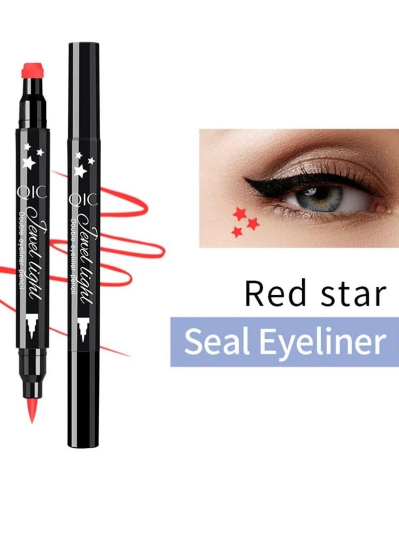 QIC 2 in 1 Double Head Eyeliner Pencil Eyeliner Stamp Waterproof Liquid Eyeliner Set Liquid Double Head Eyeliner Long Lasting Make Up Set Speedy and Easy Double Eyeliner Pencil 07 - Image 3