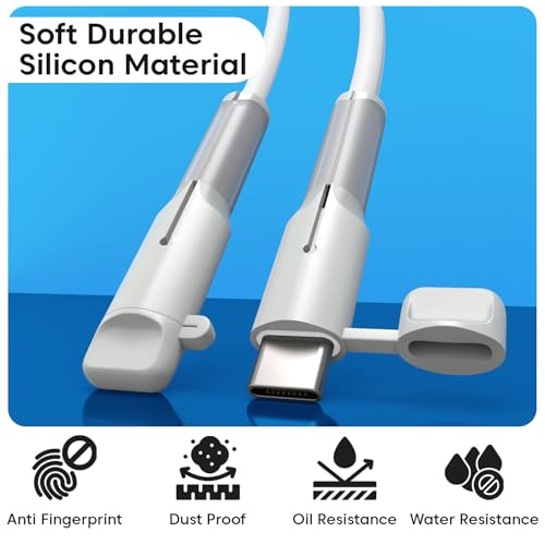 Sounce Cable End Protector for Type-C to Type-C Apple Lightning Cable – Waterproof and Dustproof Silicone Cap, Anti-Bend Cable Saver and Organizer, Only for Apple C to C Charging Cables, White - Image 4